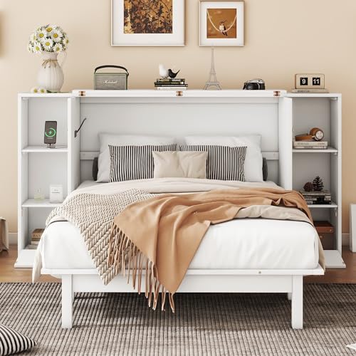 Queen Size Solid Wood Murphy Wall Bed with Storage D889