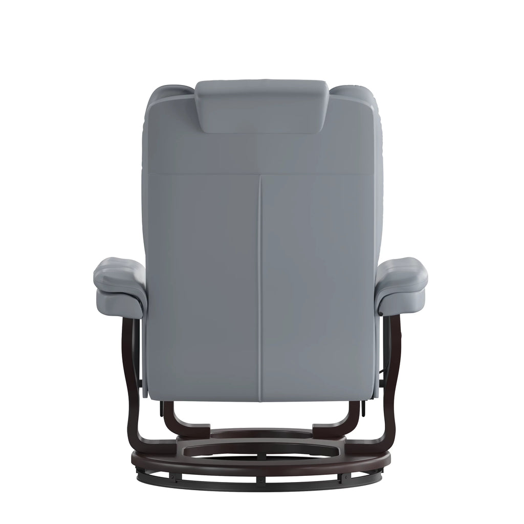 Gray Faux Leather Recliner with Ottoman V21071