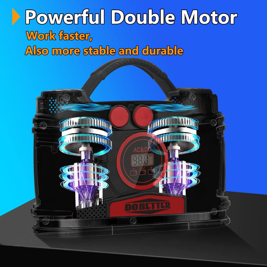 Portable Air Compressor Pump 12V DC 110V AC Tire Inflator X723