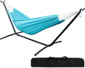 Double Hammock with Steel Stand 2 Person Heavy Duty 450lb Capacity Beige Pack of 2 J14461