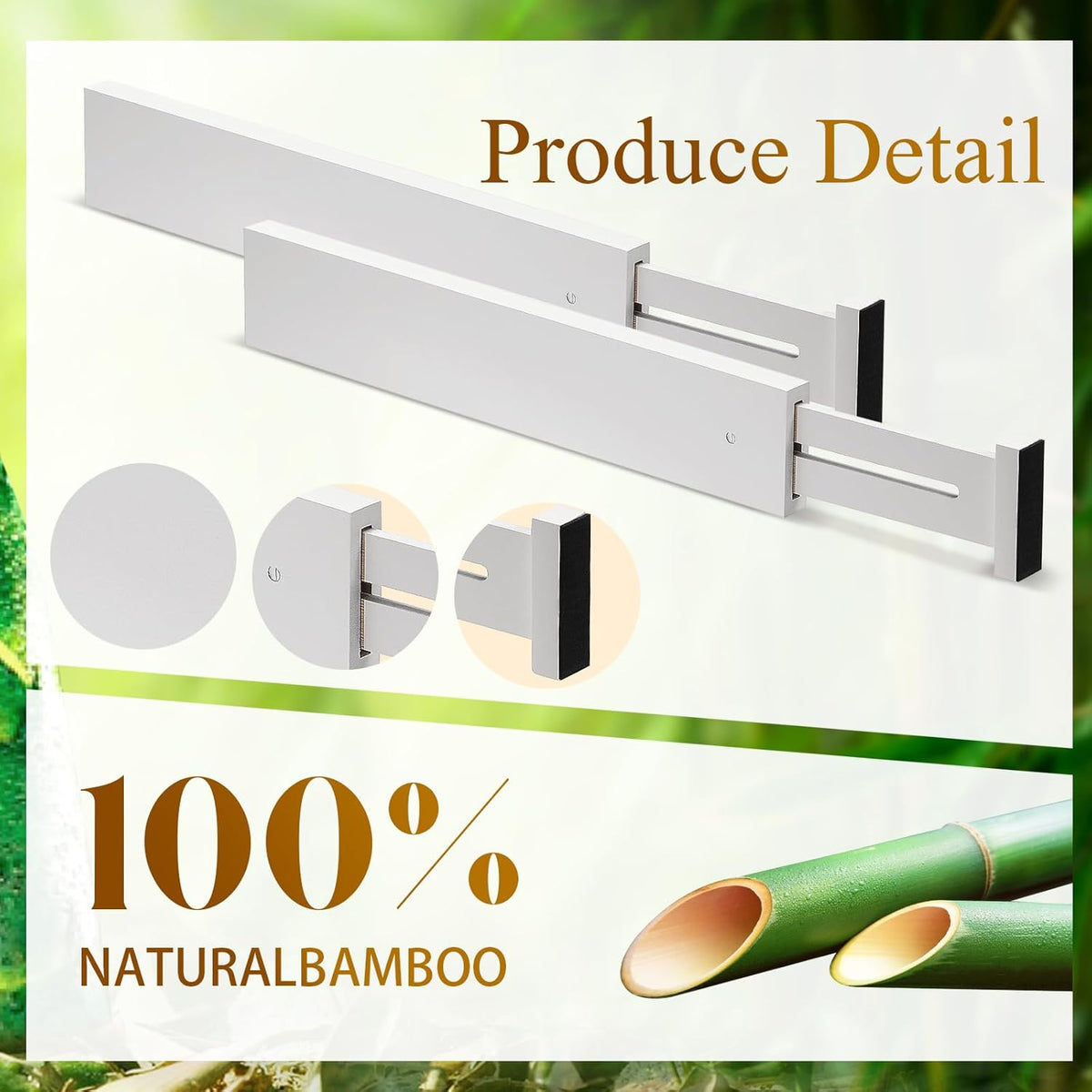 12 Pieces White Expandable Bamboo Drawer Dividers E5681