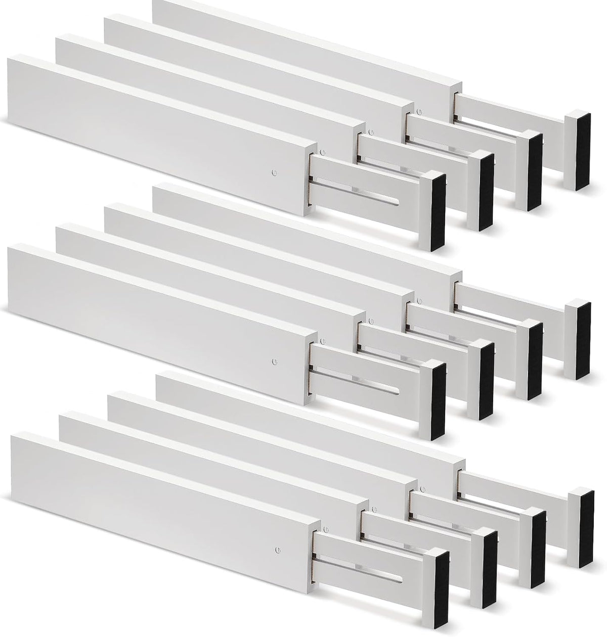 12 Pieces White Expandable Bamboo Drawer Dividers E5681