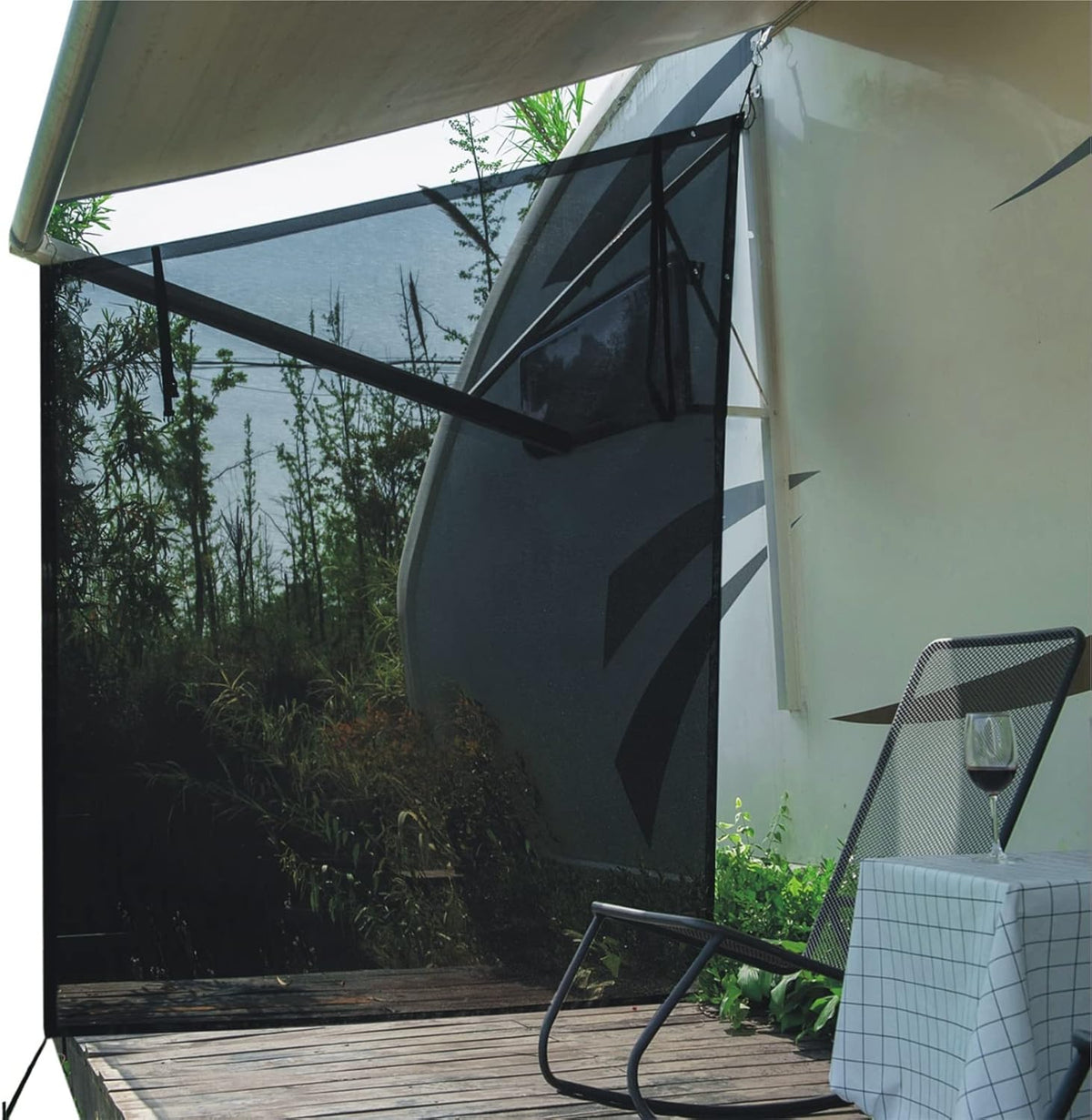 RV Awning Shade Screen with Zipper 8'X17'3'' C584