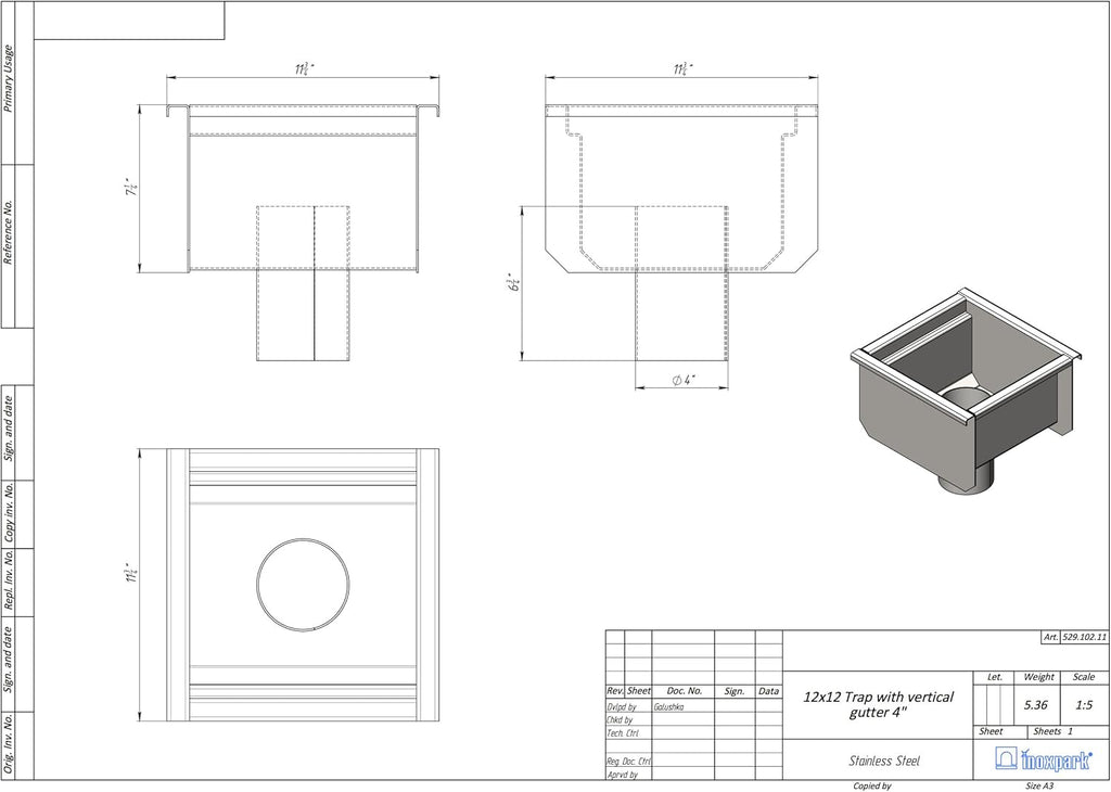 12x12 Stainless Steel Floor Drain with Anti Slip Grate R241948