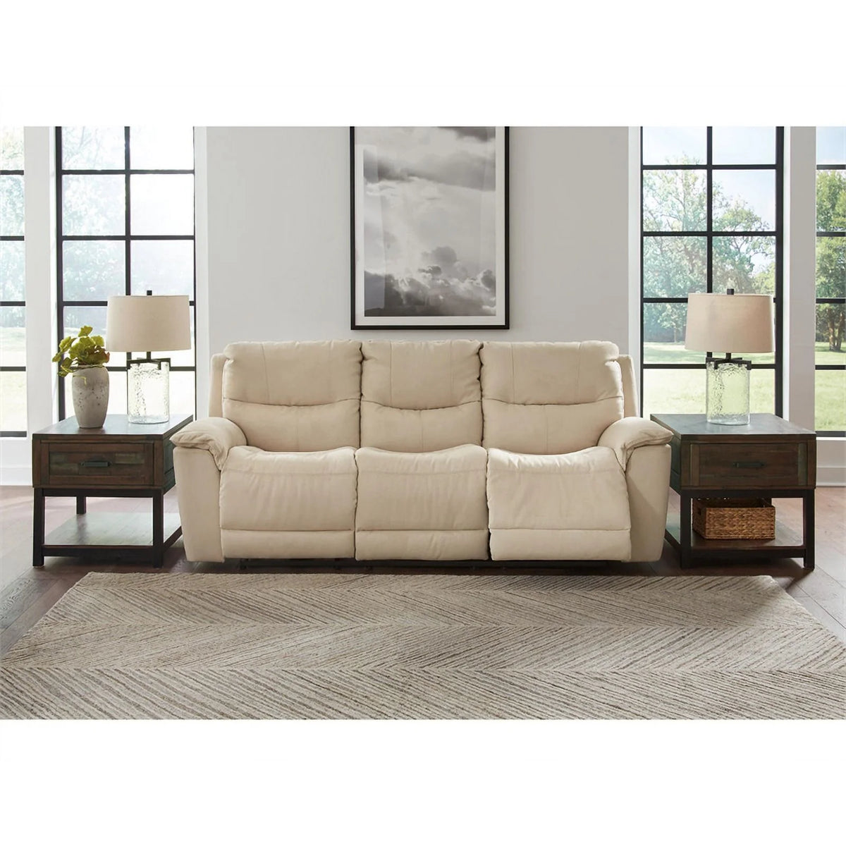 Faux Leather Power Reclining Sofa B393