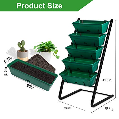 Vertical Garden Herb Raised Bed 4.5FT Freestanding Elevated Planters with 5 Container Boxes (Black) H4484
