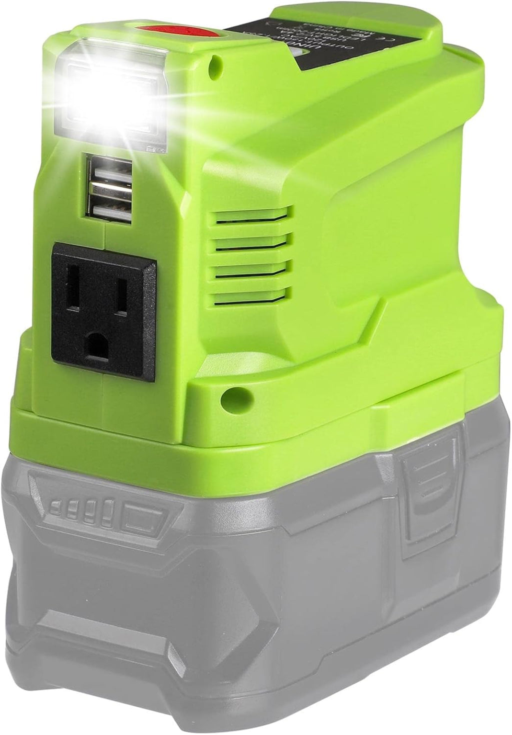 Portable Power Inverter Generator 150 Watt for 18V Battery to 110v/120v AC Output with USB Charger Adapter and LED Light Q46571