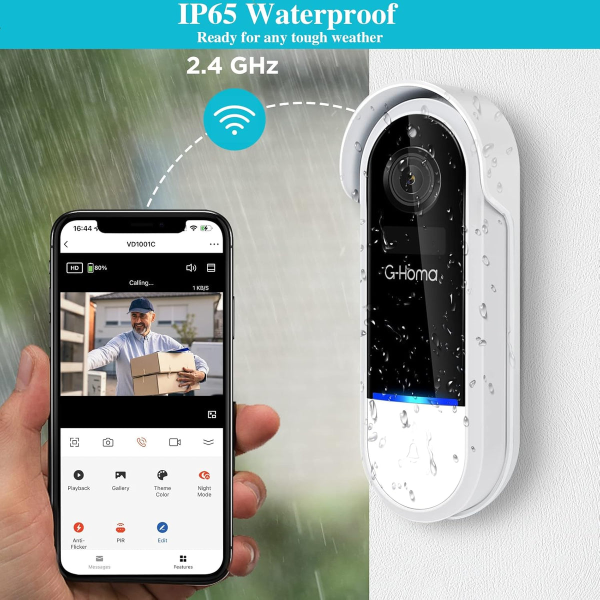 Wireless WiFi Video Doorbell Camera with Motion Detector U801