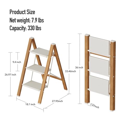 Lightweight Aluminum Folding Step Stool with Anti-Slip Pedals, 330 lbs Capacity C803688