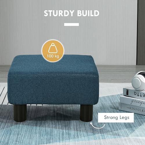 Green Linen Fabric Cube Ottoman with Plastic Legs B7186