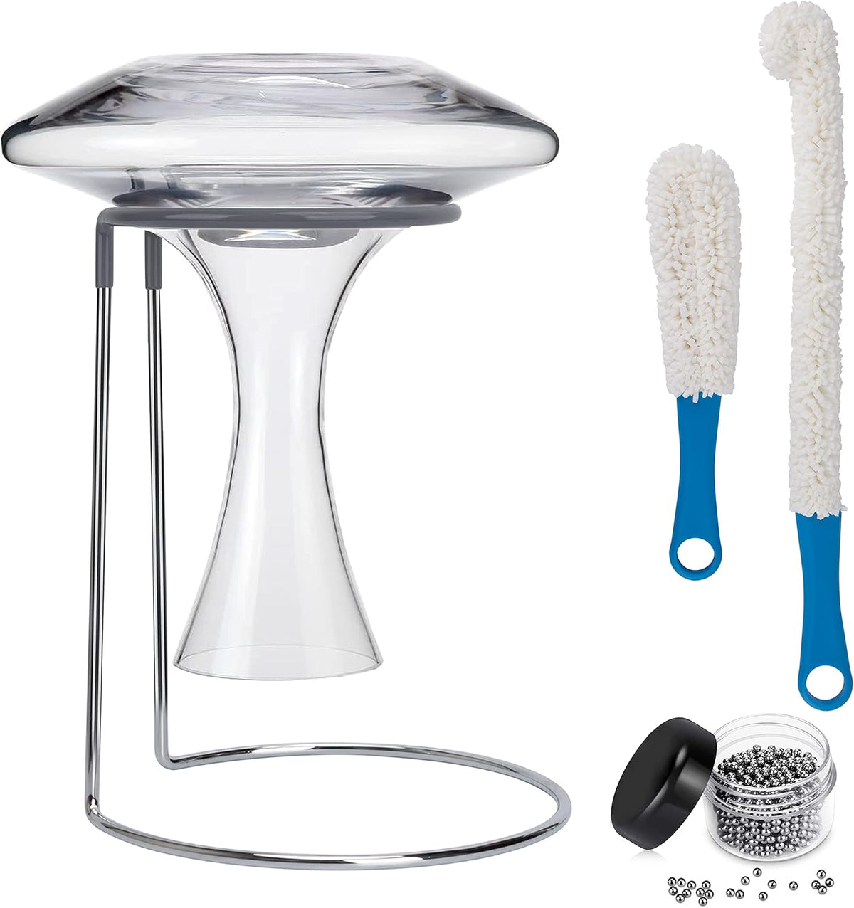 Wine Decanter Drying Stand with Cleaning Brush and Beads W440