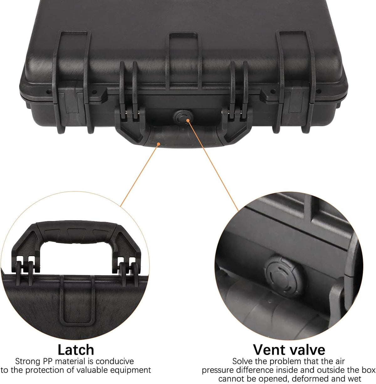 Black Waterproof Hard Camera Case with Foam Insert W7465