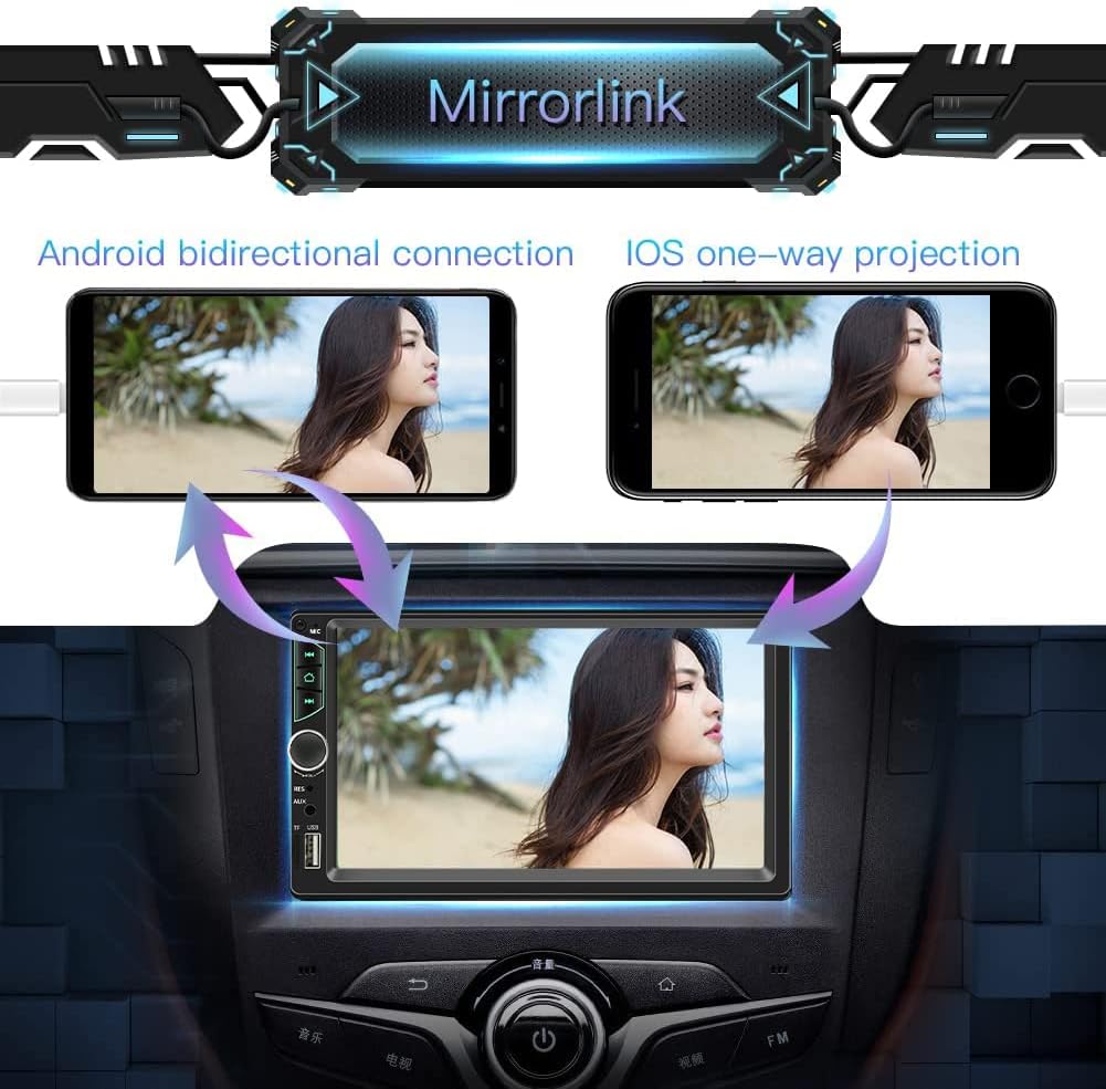 7 Inch Double Din Touchscreen Car Stereo with Backup Camera N240