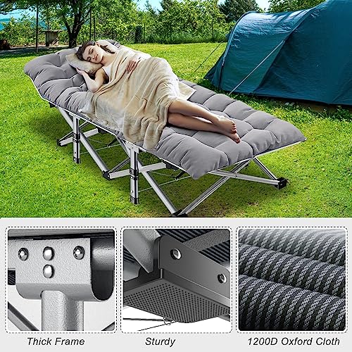 2PK Foldable Double Layer 1200D 500lb Loading Camping Cot with Carrying Bag O156