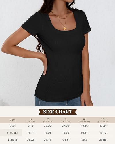 3 Pack Women's Short Sleeve Scooped Neck Ribbed Knit Tee S555