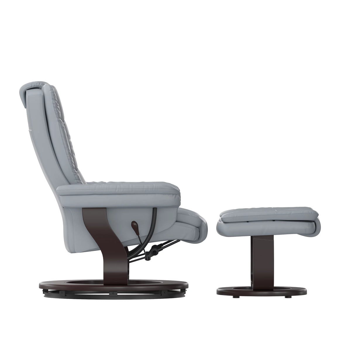 Gray Faux Leather Recliner with Ottoman V21071