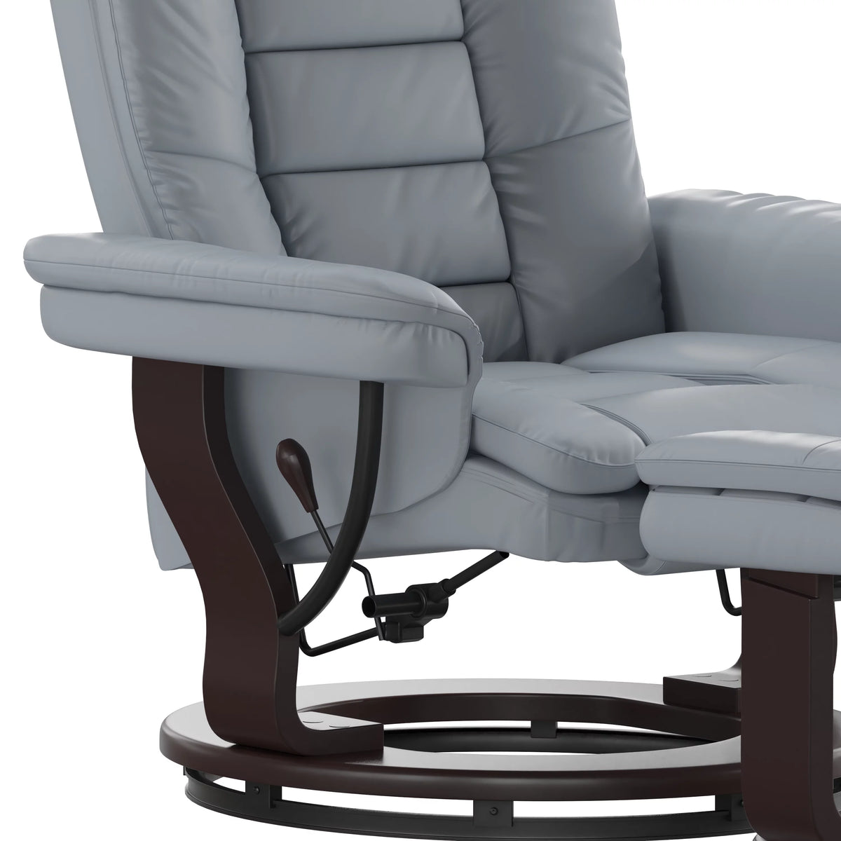 Gray Faux Leather Recliner with Ottoman V21071