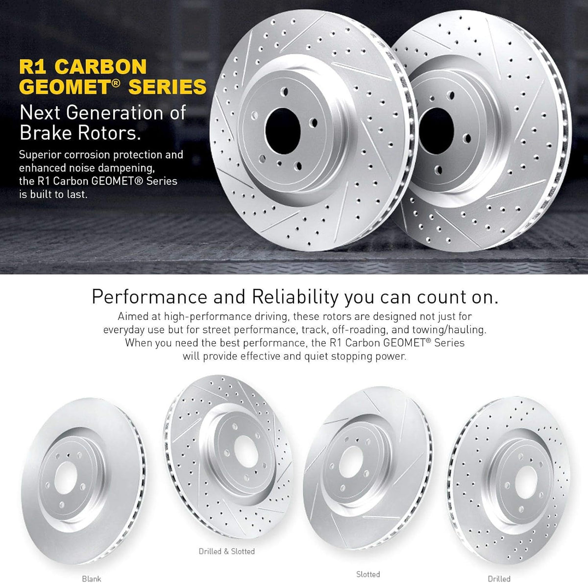 Carbon Geomet Drill/Slot Brake Rotors Kit + Ceramic Brake Pads O812