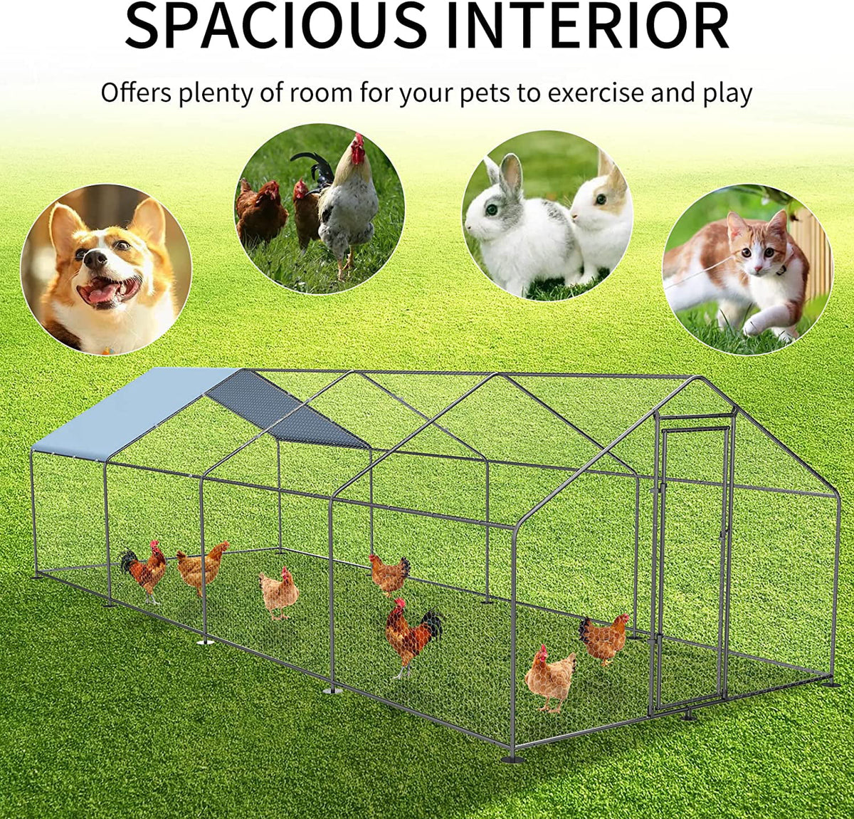 Large Metal Chicken Coop with Waterproof Anti-Ultraviolet Cover S149