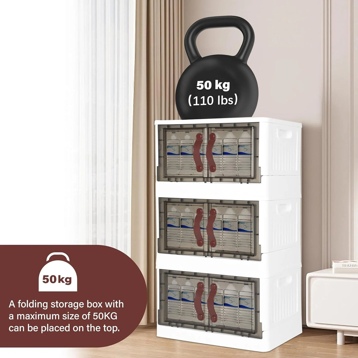 Beige 200 Qt (50 gal) 5 Pack Stackable Plastic Storage Bins with Lids H318