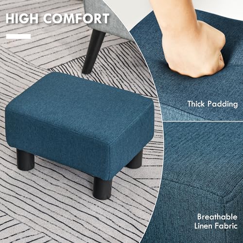 Green Linen Fabric Cube Ottoman with Plastic Legs B7186