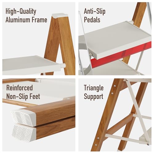 Lightweight Aluminum Folding Step Stool with Anti-Slip Pedals, 330 lbs Capacity C803688