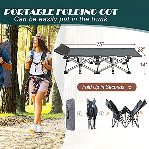 2PK Foldable Double Layer 1200D 500lb Loading Camping Cot with Carrying Bag O156