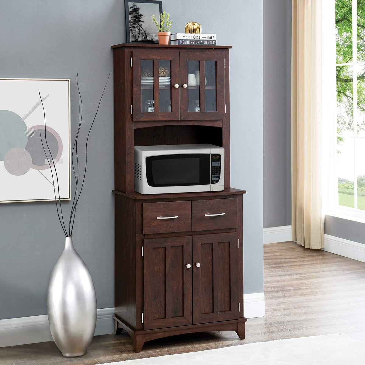 Microwave Storage Stand with Double Door Cabinets S374730