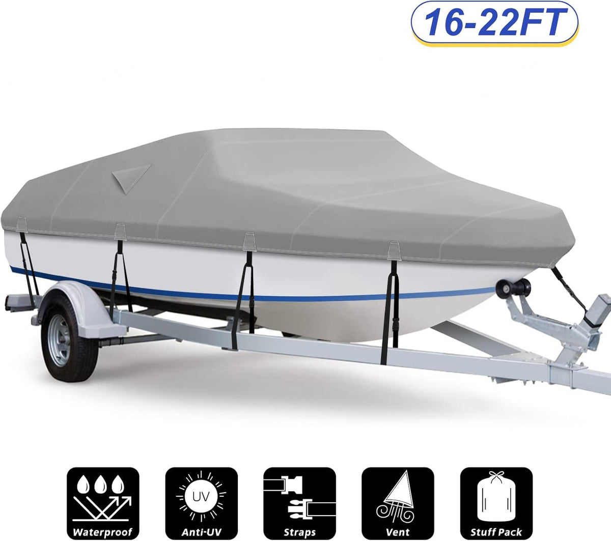 800D Waterproof Heavy Duty Canvas Boat Cover 17-19 ft F792
