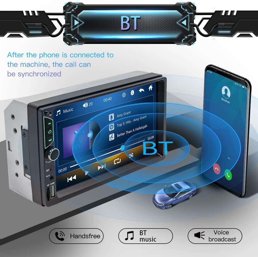 7 Inch Double Din Touchscreen Car Stereo with Backup Camera N240
