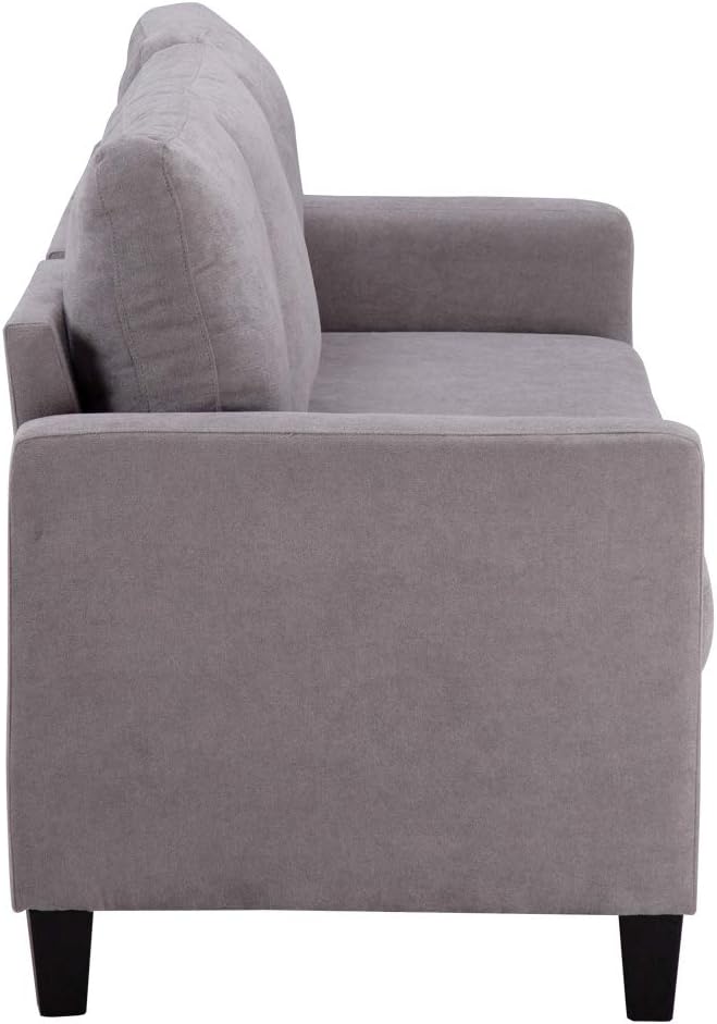 Light Grey Linen Fabric L-Shaped 3-Seat Convertible Sectional Sofa Couch with Reversible Chaise U4358