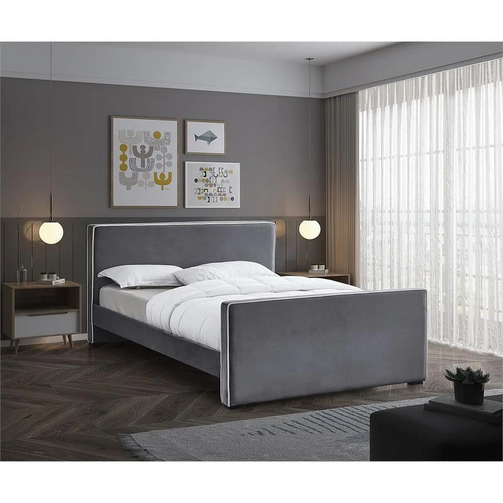 Grey Velvet Full Bed X36640