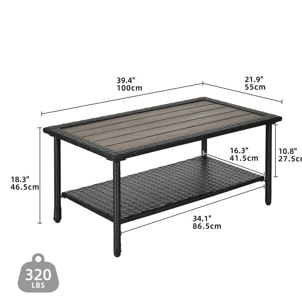 Black Wicker Coffee Table Q852757