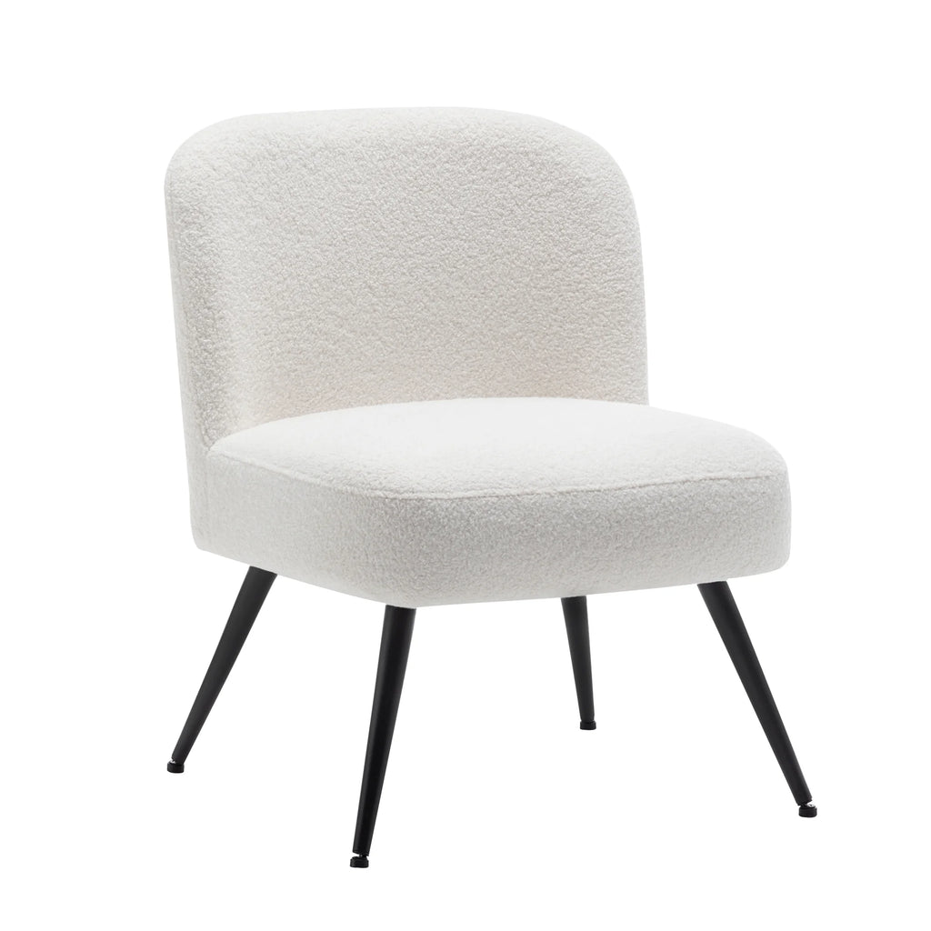 White Faux Leather Accent Chairs Set of 2 with Metal Legs K712