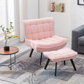 Pink Teddy Fabric Accent Chair with Ottoman F144419