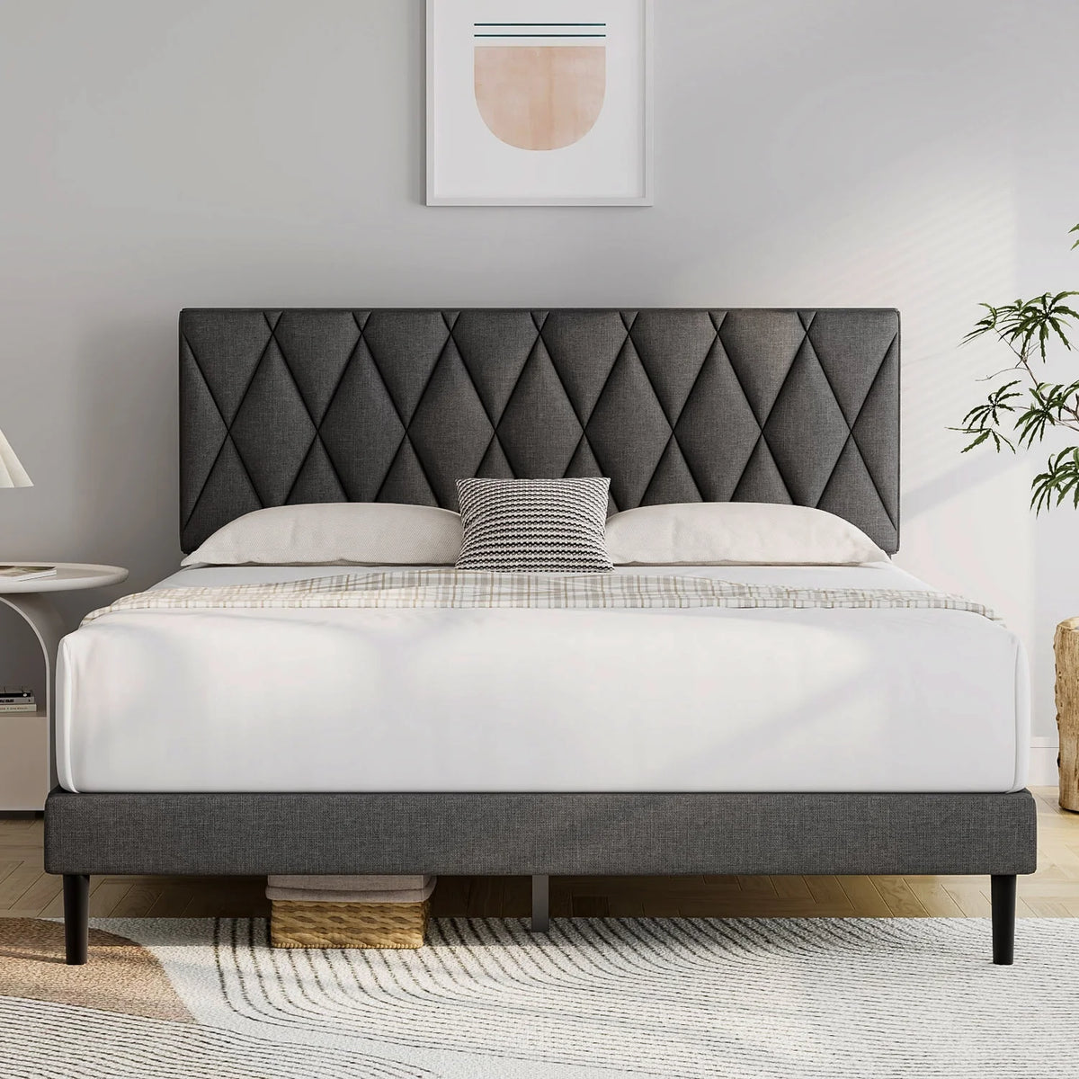 Queen Size Upholstered Platform Bed Frame Z3169