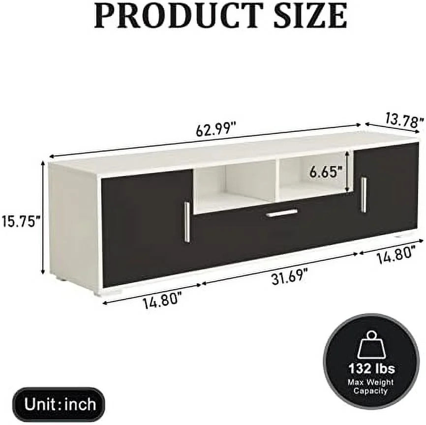 Brown TV Stand with 2 Cabinets and 2 Open Shelves Y62986