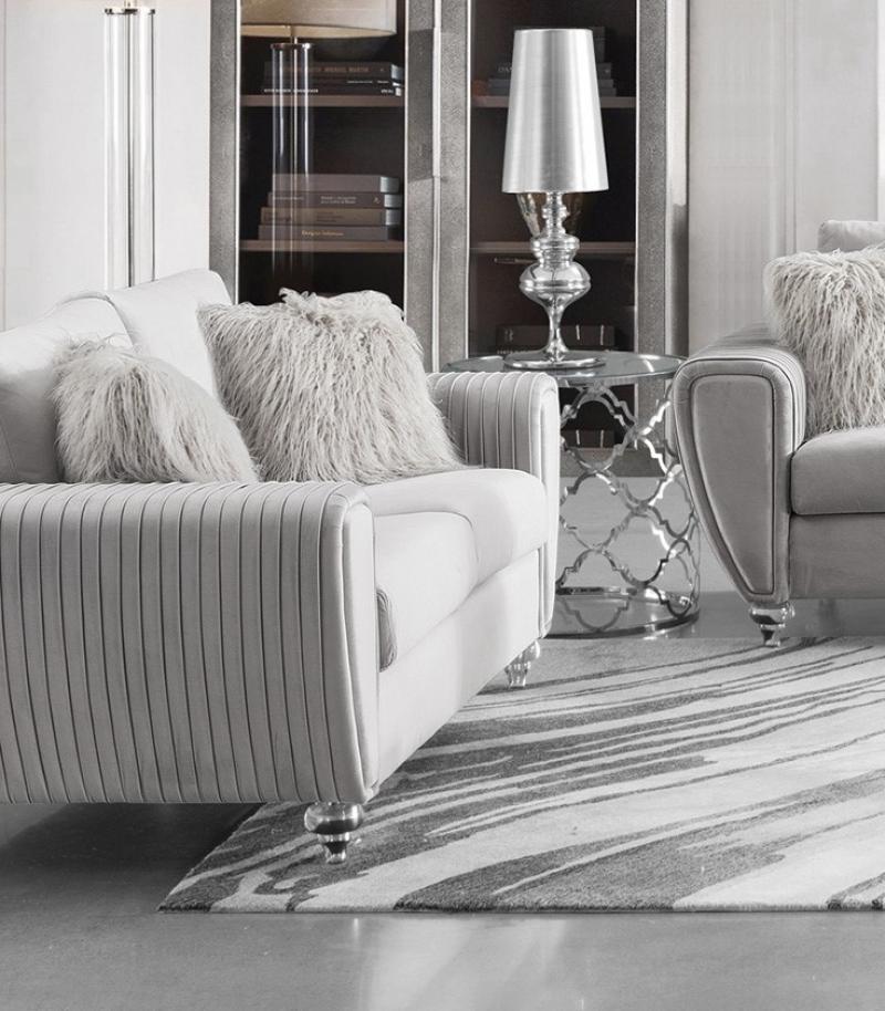 Light Gray Fabric Sofa & Loveseat Set 2 Pcs B6576