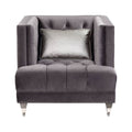 Gray Velvet Chair with Pillow C95128