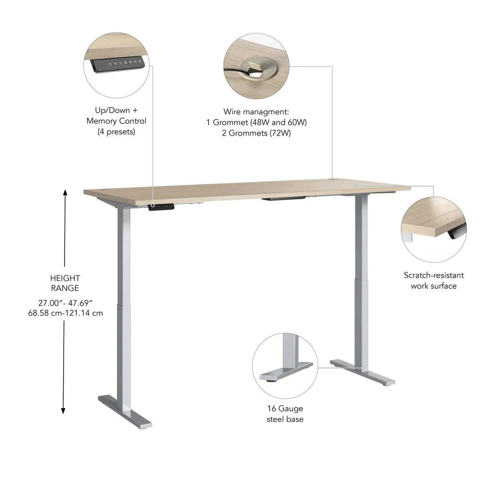 72W Adjustable Standing Desk in Natural Elm J19821