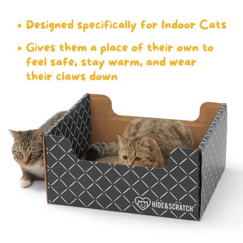 Extra-Large Heavy Duty Cardboard Cat Scratcher and Lounger Box with Refillable Scratch Pad Z781944