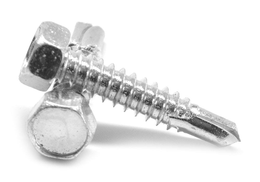 1/4-14 x 1 Self Drilling Screw Indented Hex Head Low Carbon Steel Zinc Plated X122766