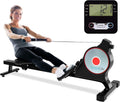 Magnetic Rowing Machine with Bluetooth App Fitness Tracking, Foldable Home Gym Exercise Rower with Adjustable Resistant, Padded Seat, Digital LCD Readout and Reinforced Cable D940727