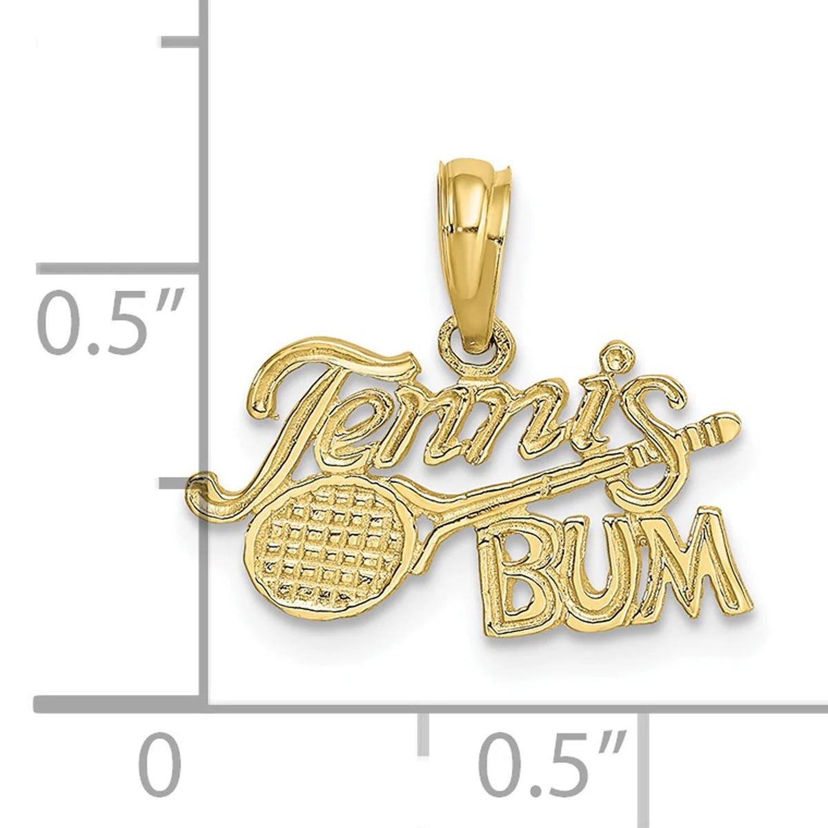 10K Yellow Gold Tennis Pendant Charm with Rope Chain Necklace 20'' F804362