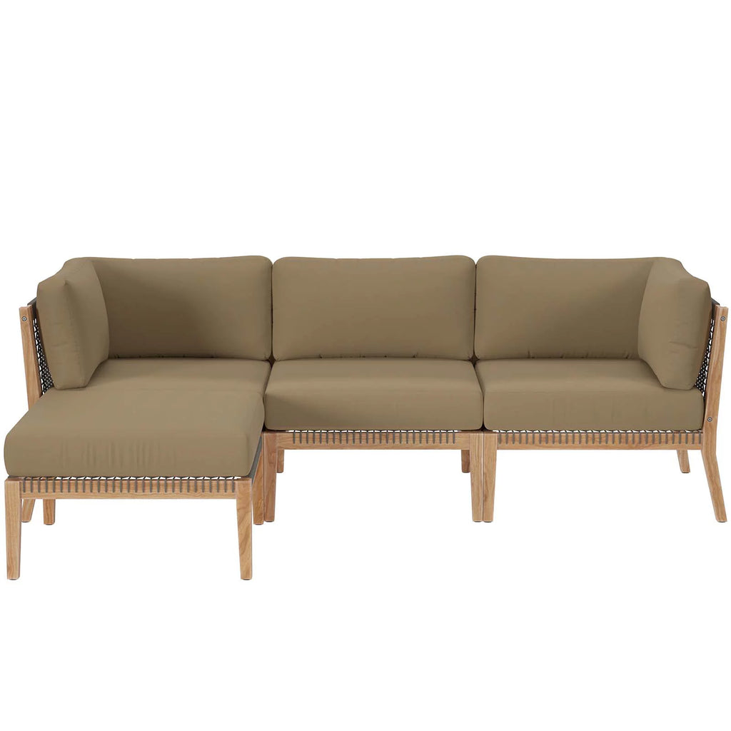 Teak Wood 4-Piece Sectional Sofa Y17220