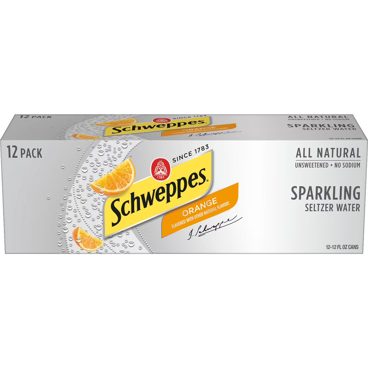 Orange Sparkling Seltzer Water, 12 fl oz cans, 12 pack W57476