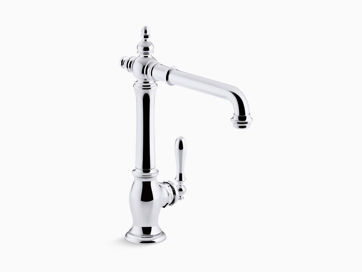 Polished Chrome Single-Hole Kitchen Sink Faucet with Swing Spout W412459