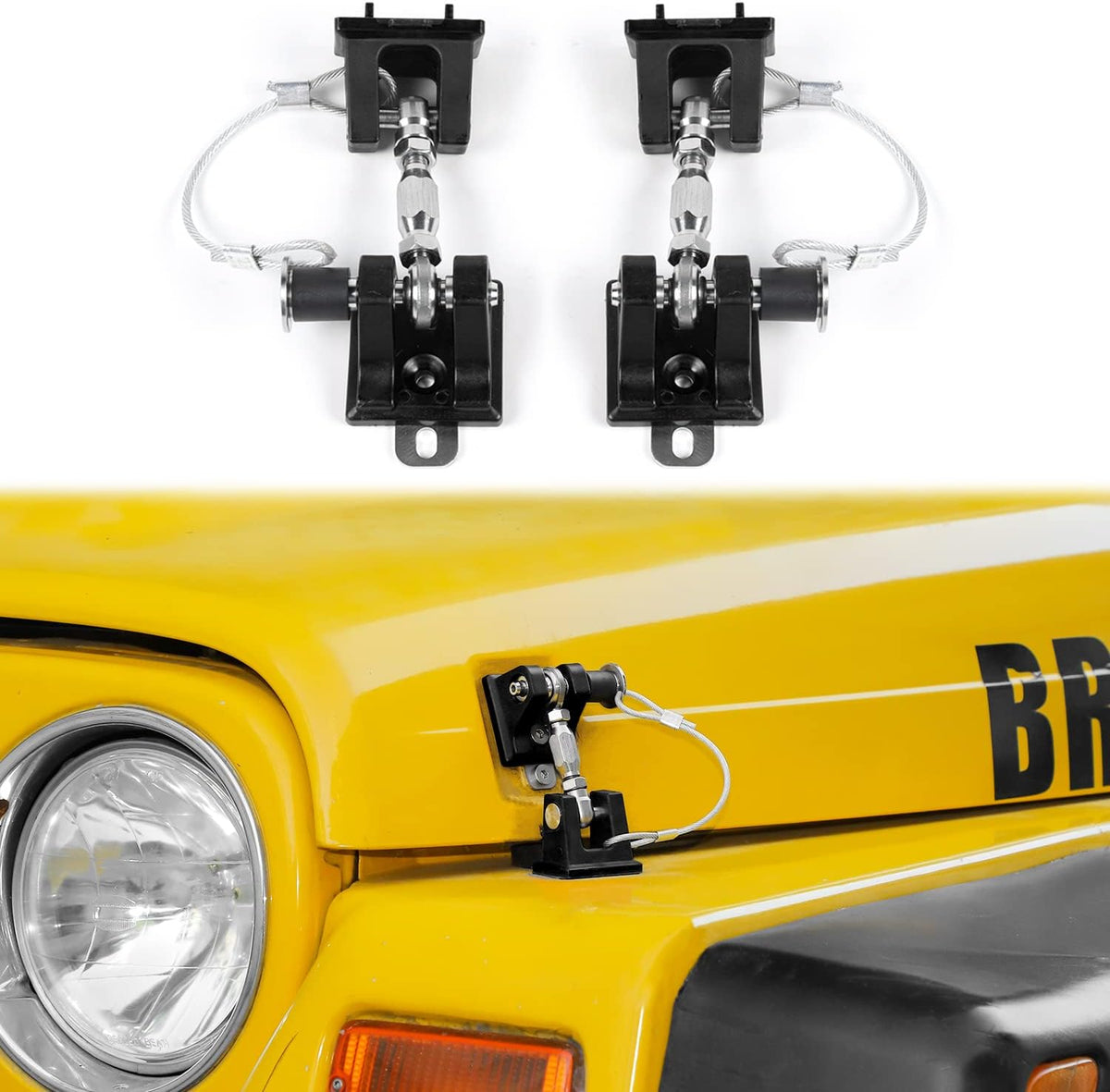 Black Locking Hood Latch Kit for Jeep Wrangler TJ, Pack of 2 O1670