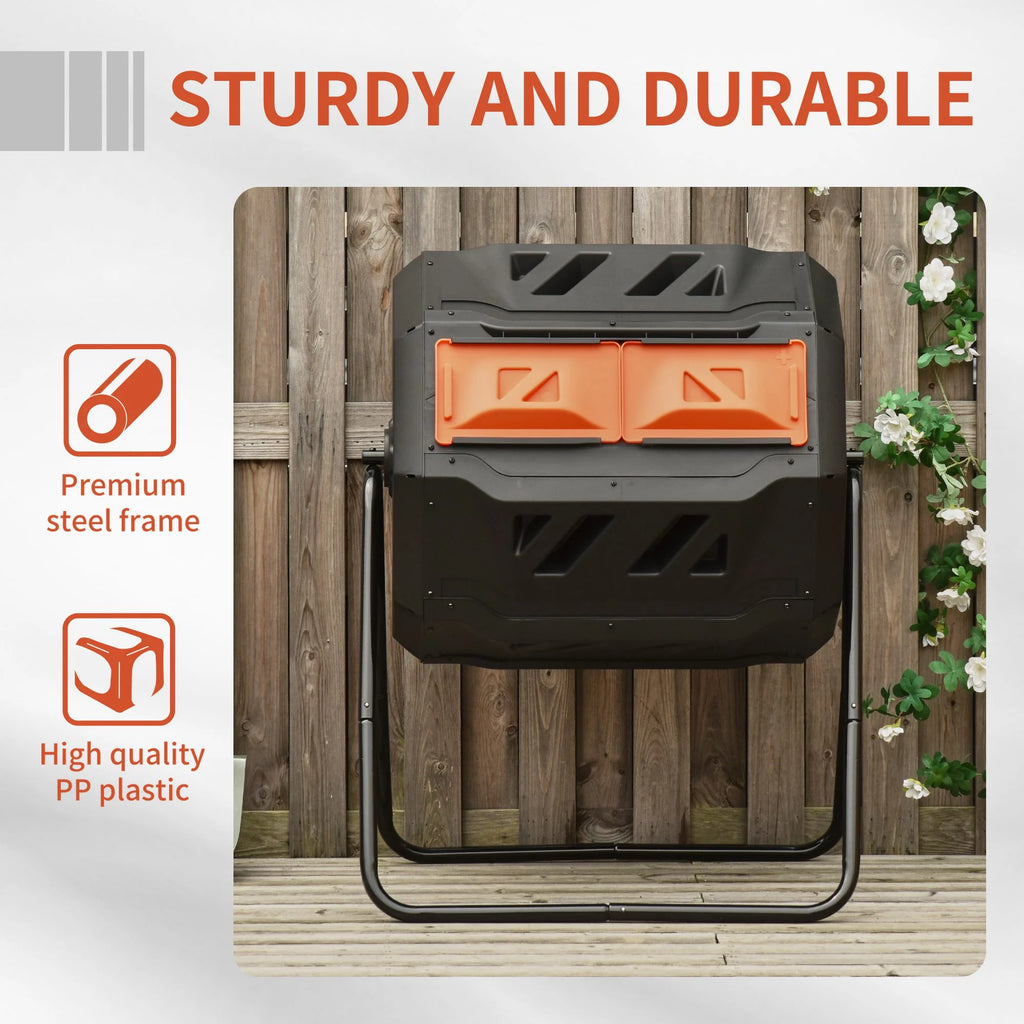 Outdoor Tumbling Compost Bin with Dual Chamber W618