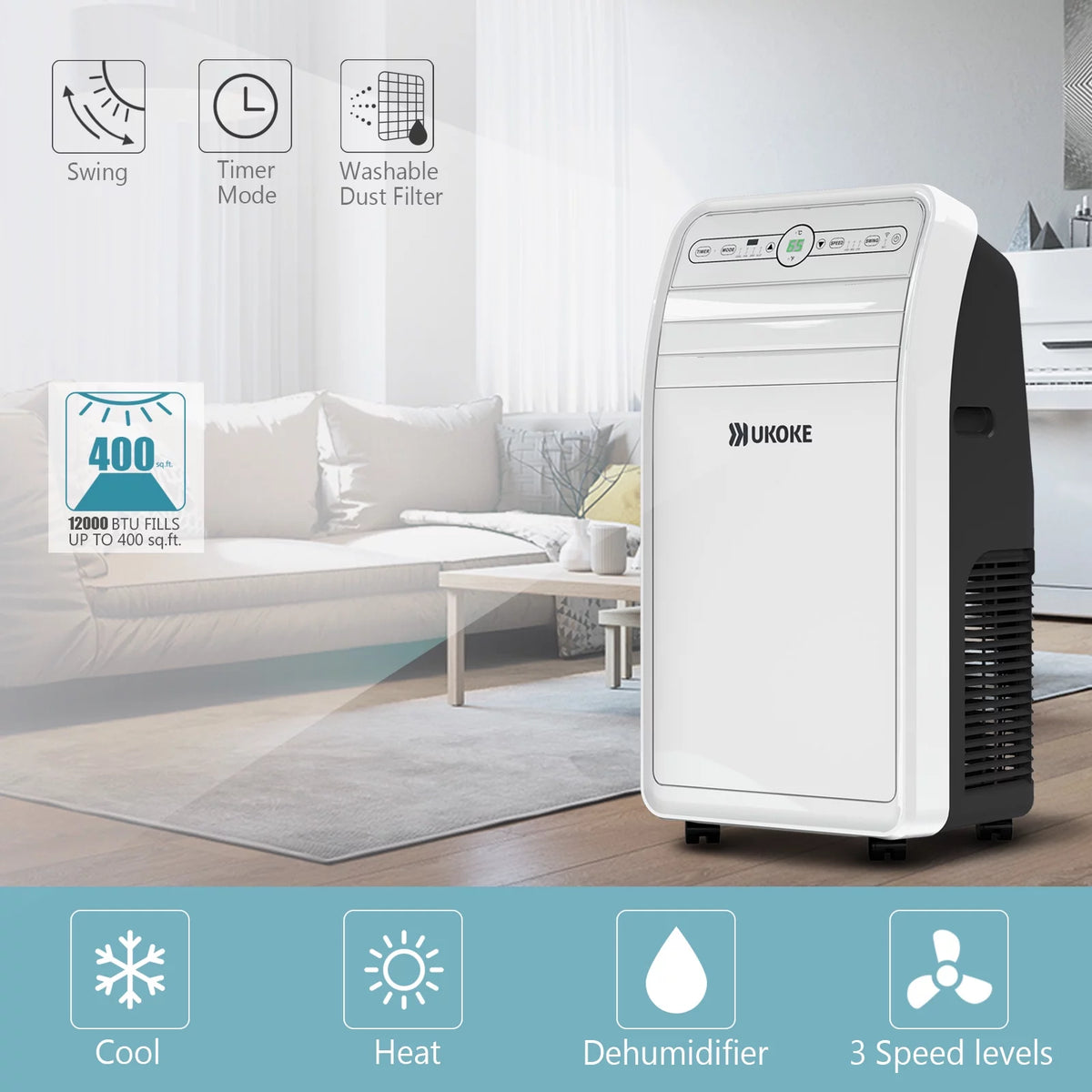 Smart Wifi Portable Air Conditioner 11,500 BTU 4 in 1 F437427